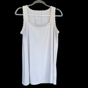 Torrid Super Soft Rib Tank Top Womens 2XL White Lace Trim Sleeveless Stretch